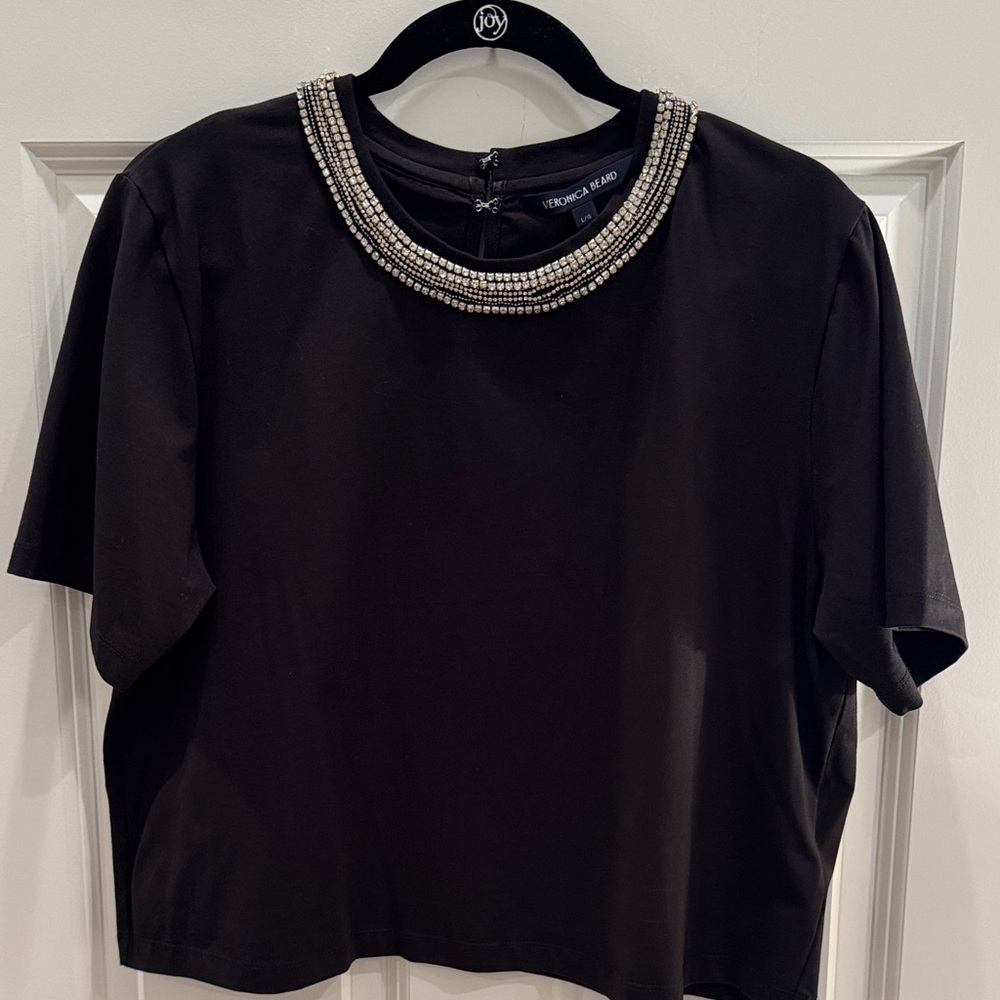 Veronica Beard Sebastian Crystal-Embellished Short-Sleeve T-Shirt